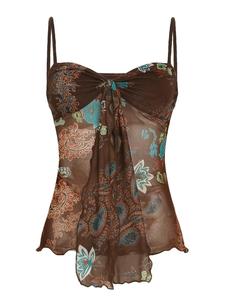 women's floral & paisley print cami top, lady   casual boho vintage floral sleeveless top for summer, women's spaghetti strap clothing for daily wear, womenswear, camisole