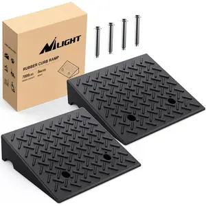 Nilight 5-Inch Rise Rubber Curb Ramps (Pair) - 7000lbs Load Capacity, Anti-Slip Car Ramps for Quads, Motorhomes
