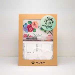Flower WaterColor Kit | Watercolor kit, DIY coloring kit, Arts & Crafts gift, Water Painting Kit, Travel art package, Postcard, Flower Kit