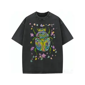 Cotton T-Shirt- Colorful Beetle Party Printed T-Shirt, For Everyday Wear, An For Easy Summer Outfits, Comfortable Short-Sleeve Outdoor Holiday, Gifts For Father'S Day, Mother'S Day - Summer Tops - 2026 New Summer Outfits
