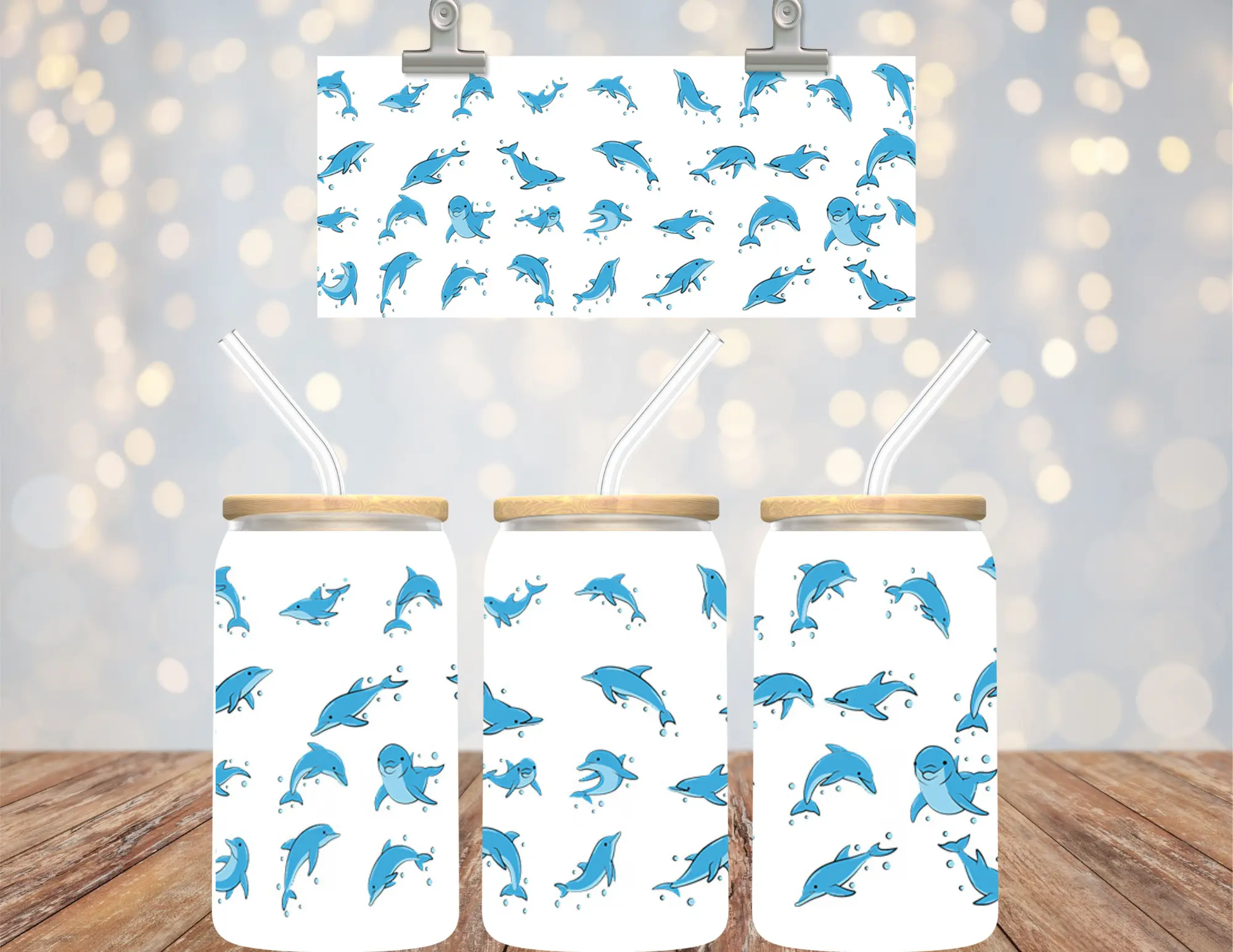 16 oz Uv Dtf Cup Wrap Dolphins 739