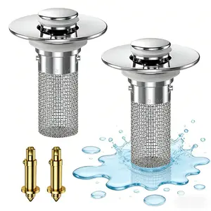 Stainless Steel Floor Drain Filter,Bathroom Sink Stopper Hair Catcher with Removable Stainless Steel Filter Basket Hair Catcher,Isolate Odor Pop Up Sink Drain Filter
