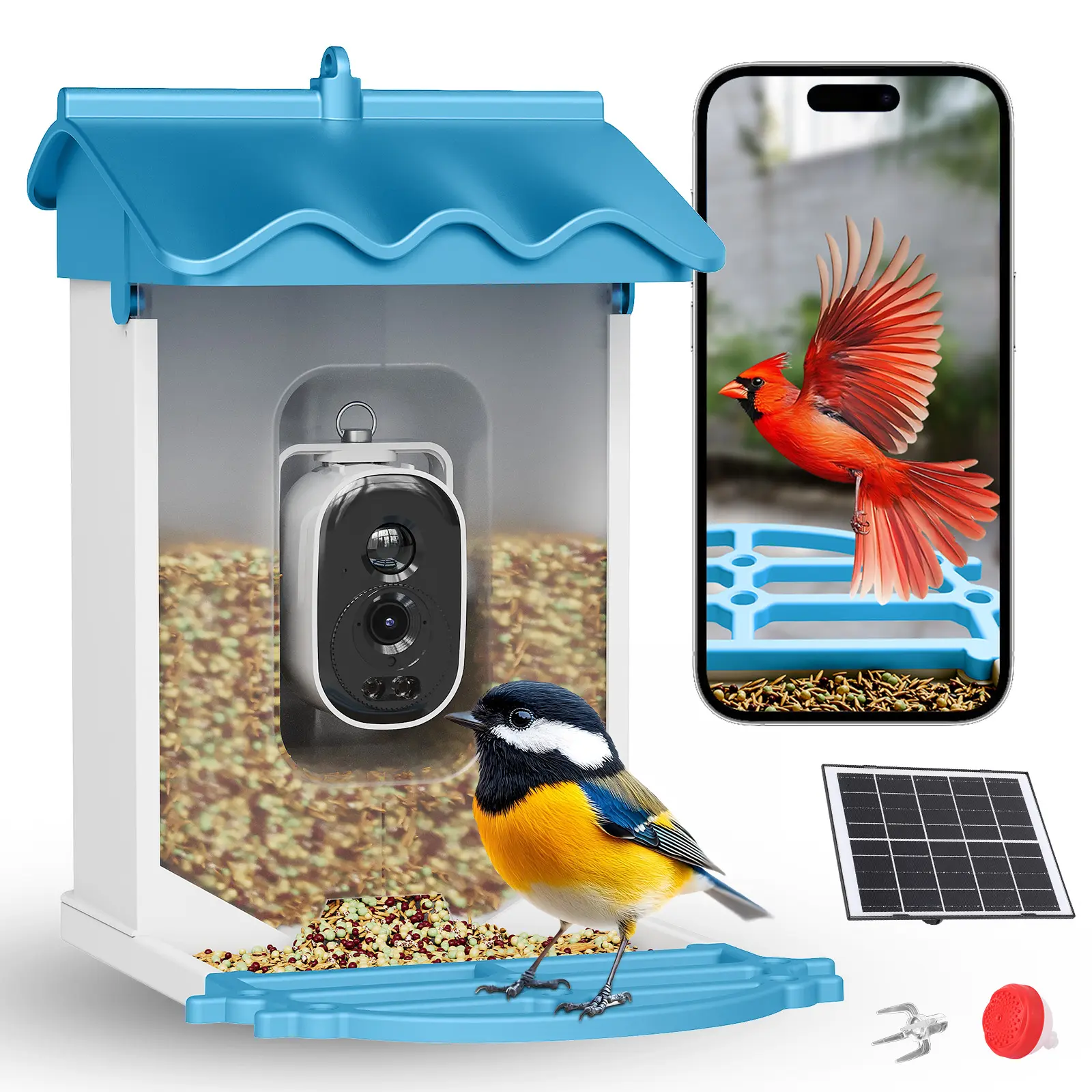 4K Smart Bird Feeder – Solar Powered AI Auto Capture with Night Vision & Squirrel Deterrent