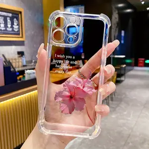 Fashion Trend Floral Pattern Four-Corner Shockproof Phone Case, TPU Phone Case Color: Transparent for Men and Women / for iPhone 17 Air / 16 Plus / 15 Pro Max / 14 Pro / 13 / 12 / 11 and Other Mobile Phone Cases / SJTK16