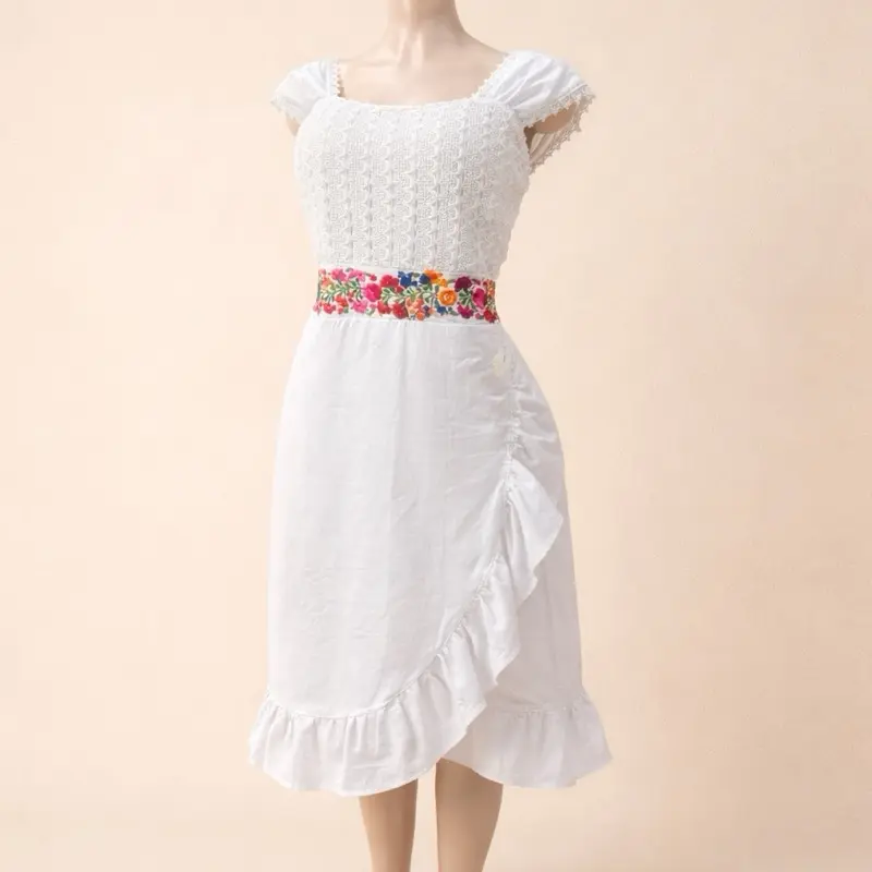 maternity mexican embroidered dress Mamacita Embroidered Mexican Dress L/XL / BLUE