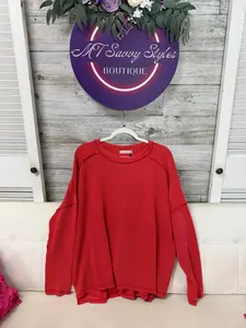 Curvy Raised Rib raw edge long sleeve Zenana