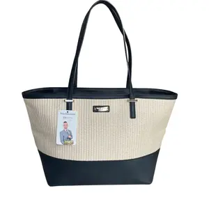 Pre-owned Kate Spade Wicker Shoulder Bags Harmony Cedar Street Black Two Tone GHW Bucket Tote Purse