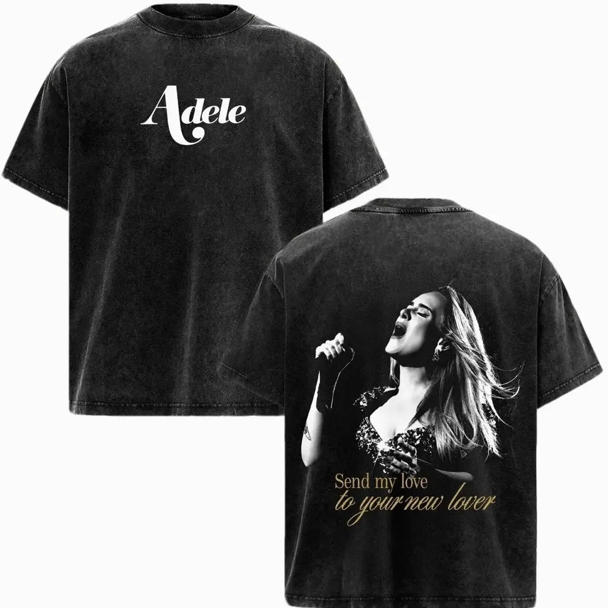 Adele – Send My Love Vintage Washed T-Shirt, Pop Soul Music Graphic Tee, Live Performance Aesthetic Oversized Heavyweight Cotton Streetwear NUW