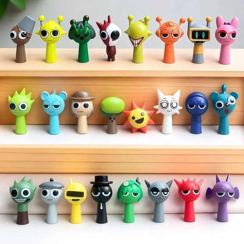 Small Cute Glass Mini Sprunki Action Figure Keychain - Cartoon Movie Wenda Collectible Doll, Fashion Accessory Gift
