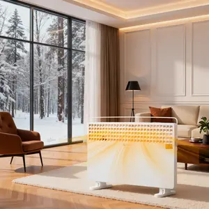 1500W Convection Space Heater, Floor Mount , Metal Body, with 3 Heat Settings, Timer, Remote Control, for Indoor Bedroom Office Home, White