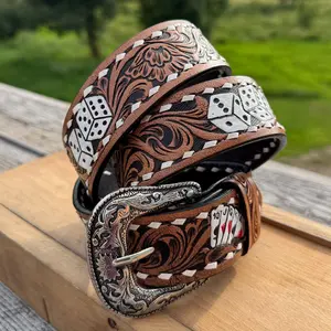 Double B Tooled Leather Western Belt – Cards & Dice