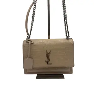Pre-owned Yves Saint Laurent YSL Sunset Beige Croc Embossed Crossbody