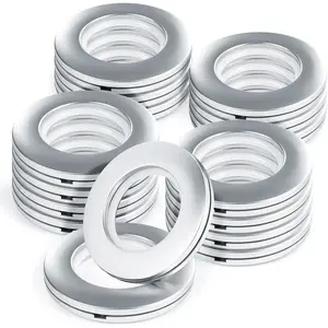 16 count Curtain Grommets - Round Plastic Eyelet Rings, Inner Diameter 1-9/16 inch, DIY Roman Curtain Rings, Nanoscale Low Noise, Matte