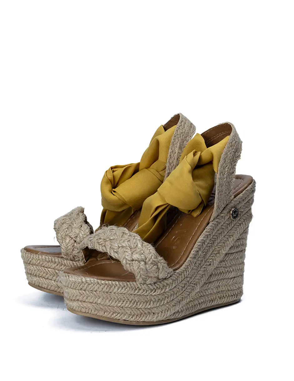 Michplas Women's Classy Boho Linen Wedge Heels with Double-Side Lace-Up, Comfortable Lightweight Closed-Toe All-Season Footwear, Stylish, Elegant