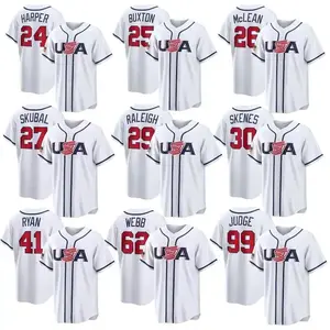 Men's WHITE Fashion Custom Professional TeamUSA Baseball 2026 World Baseball Jersey gift for true fans