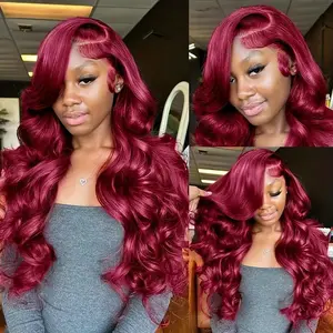 【26‘’ Body=$140】Tahikie #99J 13x6 Full Frontal HD Lace Body Wave Wig 200% Density Burgundy Colored #4 Chocolate Brown Natural Black Human Hair Wigs For Women #SummerVibes