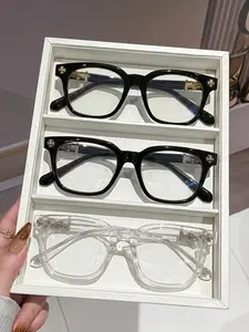 3-Pack Simple Square Anti-Blue Light Fashion Glasses, Unisex Daily Casual Computer Phone Eye Protection, No Prescription Sunglasses