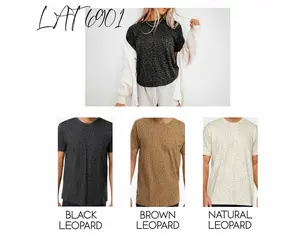 Plain t-shirt with leopard print in three colors: black, brown, and white, for both men and women - classic style, hunting camouflage pattern, street style, cotton material.