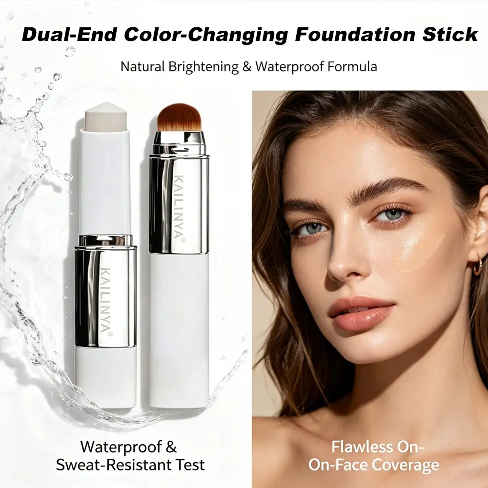 Dual-Ended Color-Changing Foundation Stick, Concealer, Contour, Highlighter, Long-Lasting, All Day Coverage, Flawless Finish, Anti-Caking, Smooth Application, Stick Makeup, Longwear Foundation
