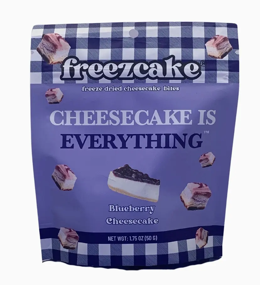 Freezcake Freeze-Dried Blueberry Cheesecake Bites Snacks - 2 Oz (50g) Convenient Portable Desserts, Real Berries, Sweet-Crunchy-Creamy Richness, Ambient Storage, Cupboard-Friendly, 24-Month Shelf Life