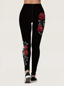 Women's Ultra-Soft Stretchy Leggings – Bold Floral & Portrait Print for Spring, Summer, and Fall Casual Style