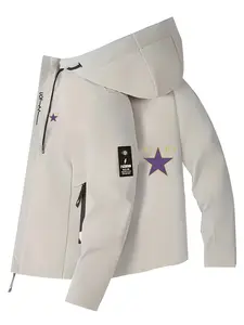 Men's Fashionable Jojo Logo Jacket, Stylish Zipper Pockets, Casual Hooded Design, Spring & Fall Wear, Polyester Material, Slim Fit