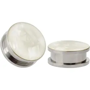 White Sea Shell Opal Stainless Steel Screw Ear Piercings   Plugs Tunnels Gauges