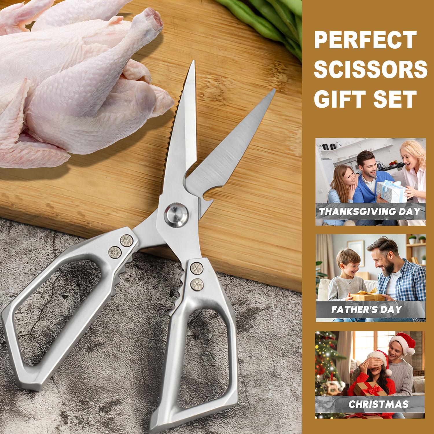 Kitchen Scissors All Purpose, Stainless Steel Heavy Duty Kitchen Shears, Dishwasher Safe Poultry Scissors for Chicken Bones, Meat, Fish & Vegetables, Sharp Japanese Cooking Scissors, Gift