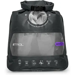 Wash Bag Portable Washing Machine, Lightweight Manual Washing Machine for Travel, Camping, Laundry, Baby Clothes, Non-Electric, With Bottom Water Outlet and Compartment - L, Gray