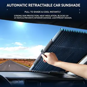Automatic Retractable Car Sunshade, Front Windshield Sun Shade with UV & Heat Insulation Protection, Instant Cooling Lightproof Design, Easy Install & Store, Must-Have Auto Accessory to Block Sun Rays & Prevent Interior Damage