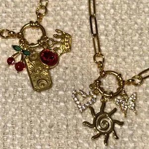 Custom Charm Circle Spring Carabiner Necklace + Bracelet -  18k Gold Plated Pick Your Own Charms - Personalized