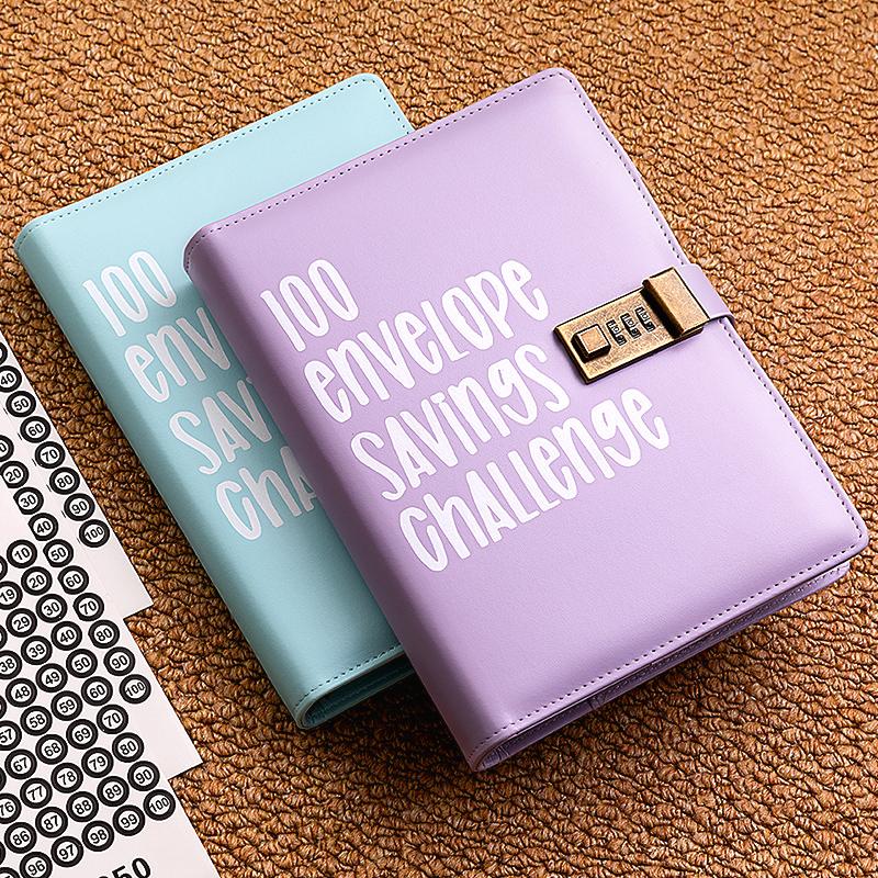 Combination Code Lock 100 Envelopes Money Saving Challenge Binder - Easy & Fun Way to Save $5,050, Modern Style, Non-Customized, No Warranty