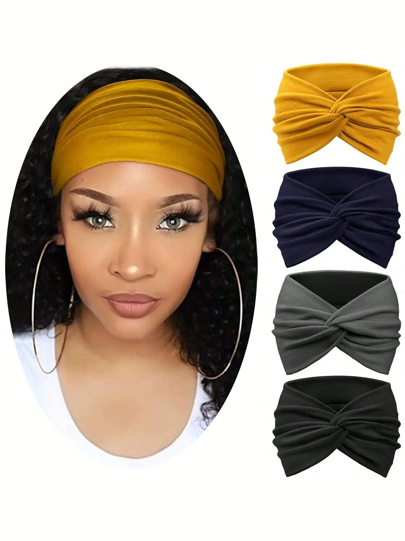 Solid Color Wide Band Hairbands, High Stretch Hairbands, Stretchy Headbands, Elastic Fashion Headbands, Sweat Absorbing Hair Band, Fashion Hair Accessories for Women & Girls, Sweat Wicking Headband, Workout Headband, Gym Headband