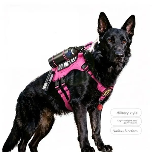 Large Dog Tactical Vest Harness Set - Wide Hook-and-Loop Adjustable Soft Padded Vest, Wear-Resistant Anti-Escape Training Gear with Top Handle, Reflective Strips, Ideal for Outdoor Walking (Pet Supplies, Collars Harnesses Leads), S, M