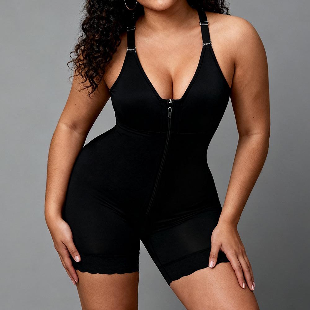 Women's  Fajas Colombianas shapewear Tummy Control Butt Lifter Shaper with Zipper Crotch detachable shoulder strap Womenswear