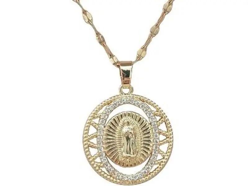 Virgin Mary Our Lady of Guadalupe Virgen De Guadalupe Necklaces Cubic Zirconia,Religion Faith Necklace,Miraculous Medal Necklace for Women