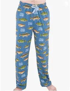 Lazy One Funny Ocean Pajama Pants For Men, Men's Separate Bottoms, Lounge Pants, Fishing PJs, Fishing Ocean Theme Print Cool Angler PJs Gift For Him Her