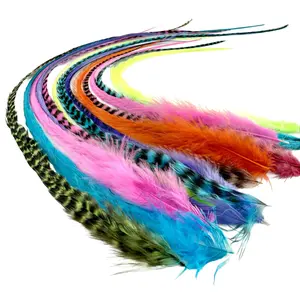 15pcs. Individual Rainbow Fluffy Hair Feather Extensions 8”-12” Length, Salon Grade + DIY Kit with 20 Micro-link Beads and Hair Threader