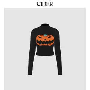 Cider [size 2-26] Lantern Pattern Knitted Long Sleeve Crop Top