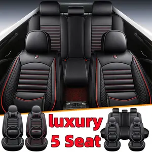 Premium Leather Front Car Seat Covers for 5 Seats Durable PU Leather Waterproof Easy to Clean Full-Wrap Cushion Covers Luxury
