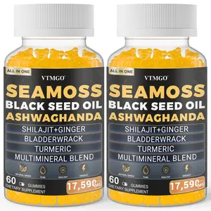 Sea Moss, black seed oil, ayurvedic, ginger, elderberry, chlorophyll, turmeric, bladder moss 17590 mg, 60 capsules per bottle