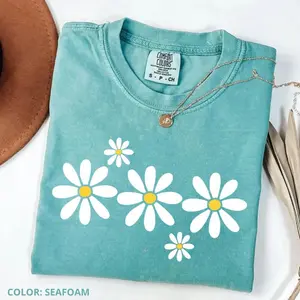 Comfort Colors Daisy Flower Shirt, Wildflower Tee, Floral Summer Shirt, Birth Month Flower Gift, Daisy Lover Gift, Gift for Sister