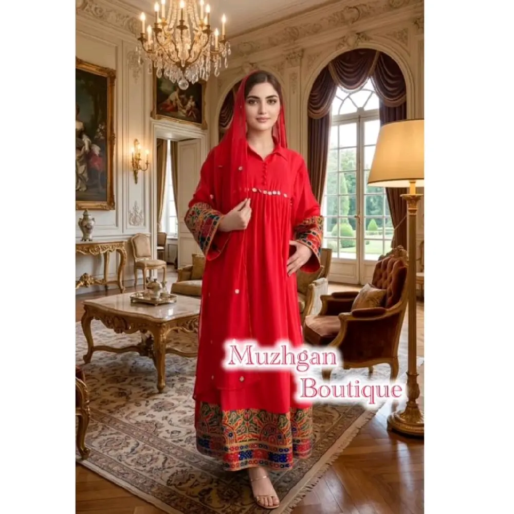 Tajiki Style Traditional Red Dress