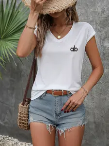 Women's Loose Sleeveless Top, Short Sleeve V Neck Waist Cinching Design, Casual Breathable Soft Fabric, Perfect for Outdoor Shopping Party Summer