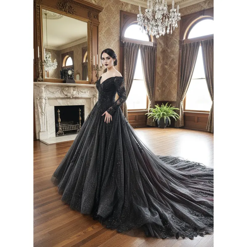 red white black wedding dress VIVIANNE DRESS