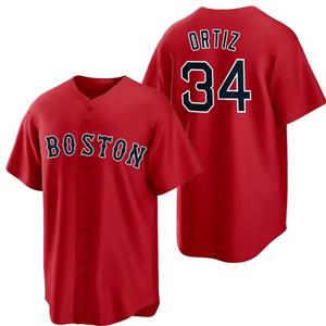 [TikTokShopBlackFriday]David Ortiz Boston #34 Red Baseball Jersey Gift for Fans,Vneck, Short Sleeve, Player Name and Number, Embroidery,Baseball Shirt, Baseball Uniform, TikTok Viral V-Neck