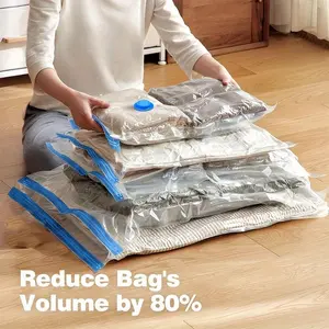 7-Piece Vacuum Compression Bags Travel Organizer Set with Portable Manual Pump, Large Medium Small Sizes, Thick Material, Travel Essentials