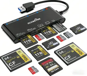 7-in-1 SD/SDHC/SDXC Card Reader, Compatible with iPhone, iPad, USB-C, and More Devices