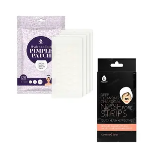 Pursonic Deep Cleansing Charcoal Nose Pore Strip 6-Pack & Hydrocolloid Pimple Patch, 120-Count