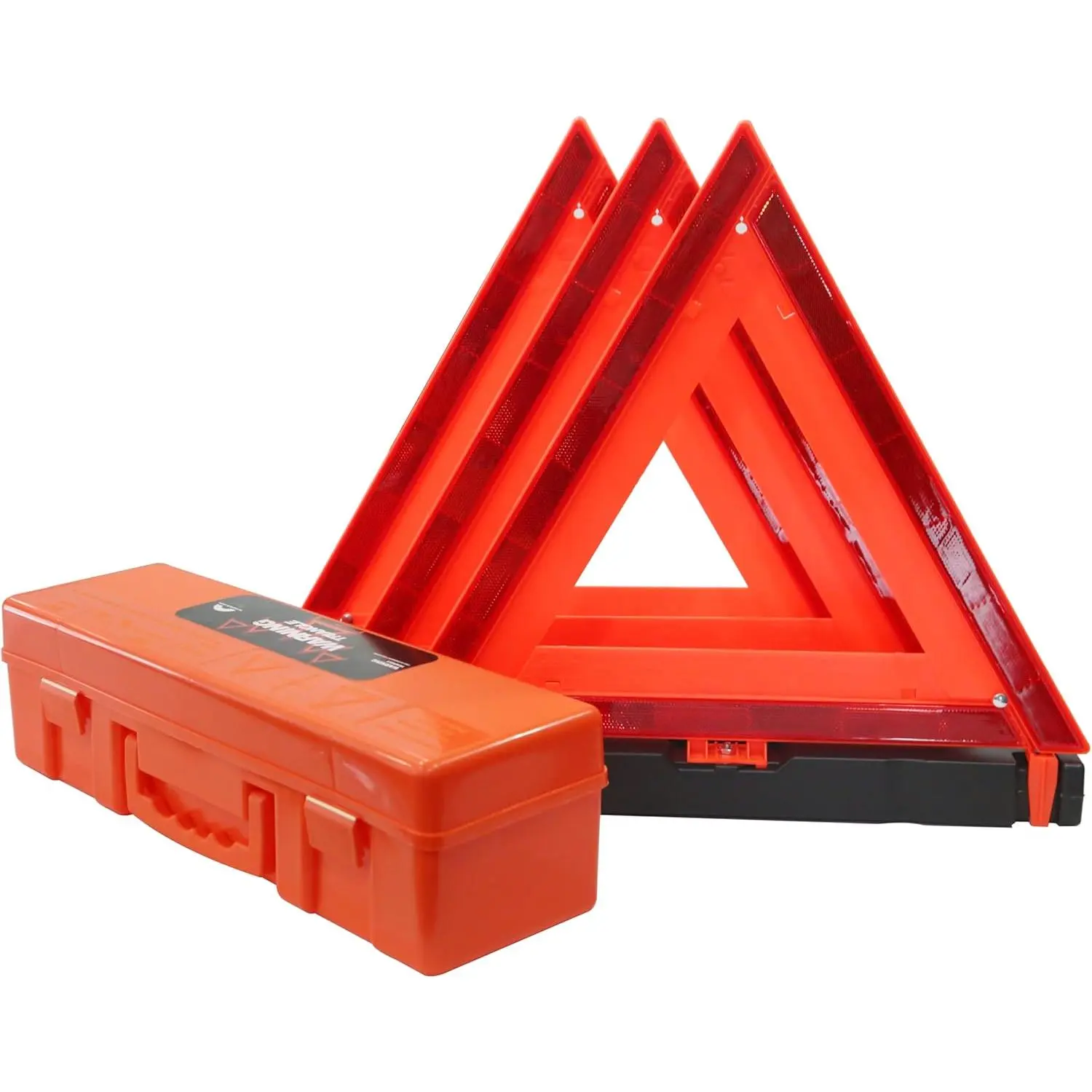 3 Pack Foldable  Reflective Triangles with Carrying Case, Heavy Base Roadside Triangles for  Breakdown, Safty Reflector DOT Approved(Sand Filled)...